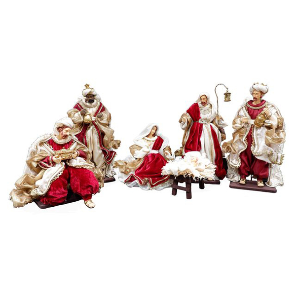 Presépio Sagrada Família Vermelha 35cm C/6 Peças | Formosinha